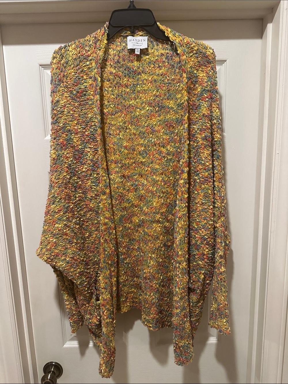 Hayden Yellow Multicolor Open-Front Knit Cardigan